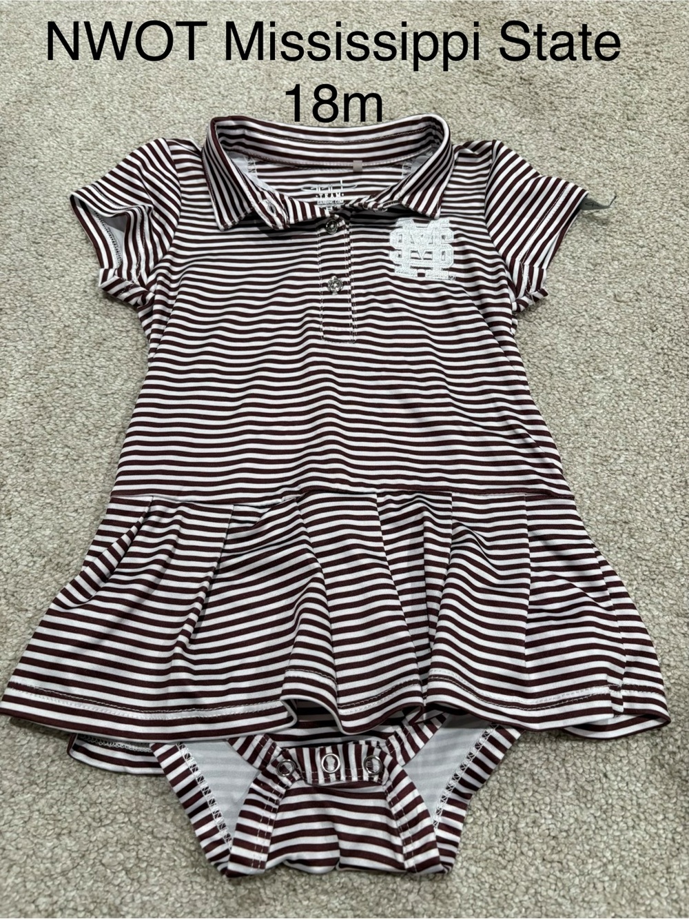 Mississippi State Striped Polo Dress Bodysuit